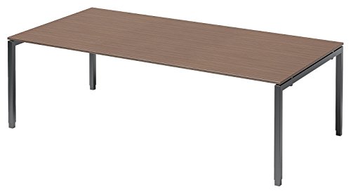 BISLEY Cito Chefarbeitsplatz/Konferenztisch, 650-850 mm höheneinstellbares U, H 19 x B 2400 x T 1200 mm, Metall, Wn334 Dekor Nußbaum, Gestell Anthrazitgrau, 120 x 240 x 85 cm