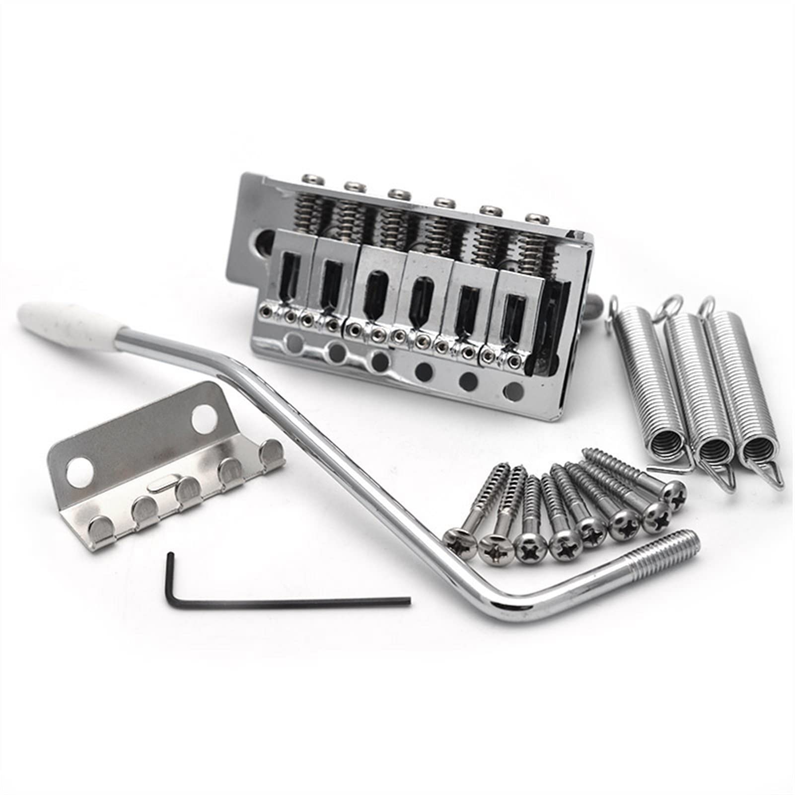 A Set Rechtshänder 6 String Flat Sattel Single Tremolo Guitar Bridge-System Für E-Gitarre Schwarz Chrom Gitarrebrücke(Chrome)