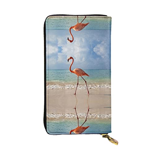 DMORJ Schöne Flamingo-Leder-Clutch-Brieftasche: 19 x 10 cm, bequem, leicht, wasserdicht, langlebig, schönes Geschenk, Schwarz, Einheitsgröße, Schwarz , Einheitsgröße