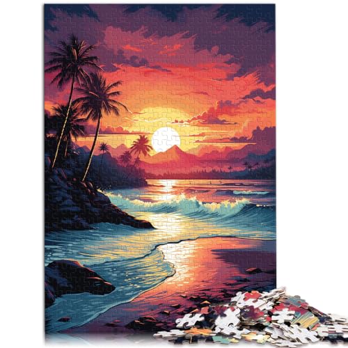 Puzzles Geschenke Spielzeug Fantasie Sonnenuntergang Strand Puzzles für Erwachsene 500 Teile Holzpuzzles Geschenke Familienaktivität Puzzles Lernspiele （38x52cm）