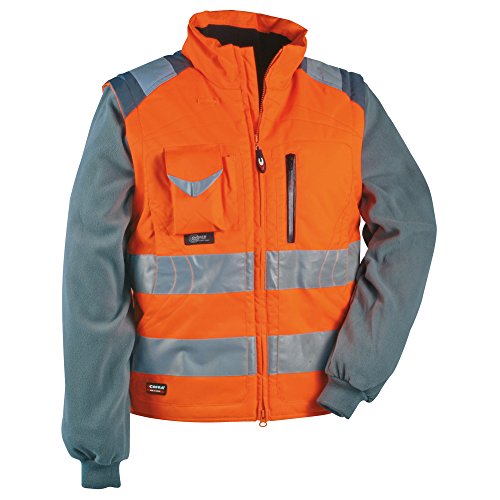 Cofra V023-0-01.Z62 Weste mit anbringbaren Fleece-Ärmeln - Hohe Sichtbarkeit - 100% Polyurethan beschichtetes Polyester - Polsterung: 100% Polyester - Futter: 100% Nylon - Orange - Größe: 62