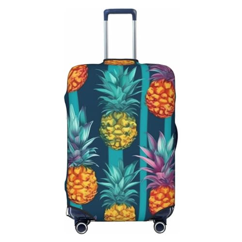 CSGJMYGS Reisegepäckhülle, elastisch, waschbar, modisch, kratzfest, bunt, tropische Ananas, Koffer-Schutz, passend für 45,7 - 81,3 cm Gepäck, Schwarz , XL