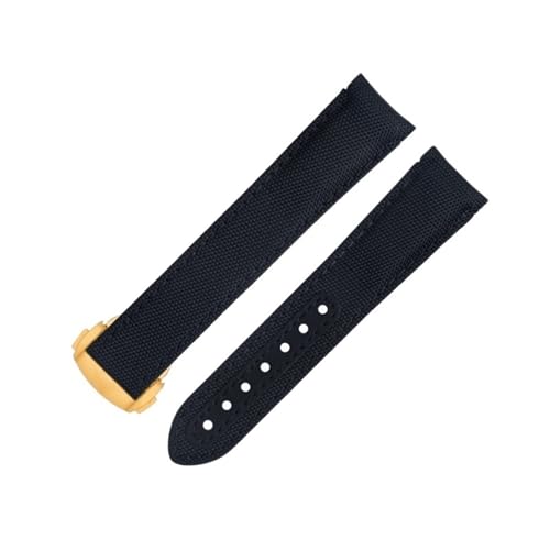 IOTUP Uhrenarmband für Omega Strap AT150 Seamaster 300 Planet Ocean De Ville Speedmaster Gebogenes Ende, 20 mm, schwarze Linie, hochdichtes Nylon-Rindsleder, 20 mm, Achat