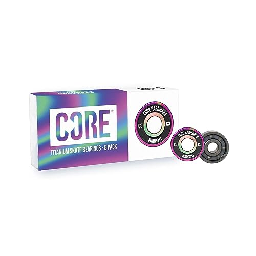 CORE Titanium Skate Kugellager – Packung mit 8 hochwertigen versiegelten 608-Kugellagern für Skateboards, Longboards, Stunt-Scooter und Rollschuhe, mehrfarbig (8 Stück, Titan)