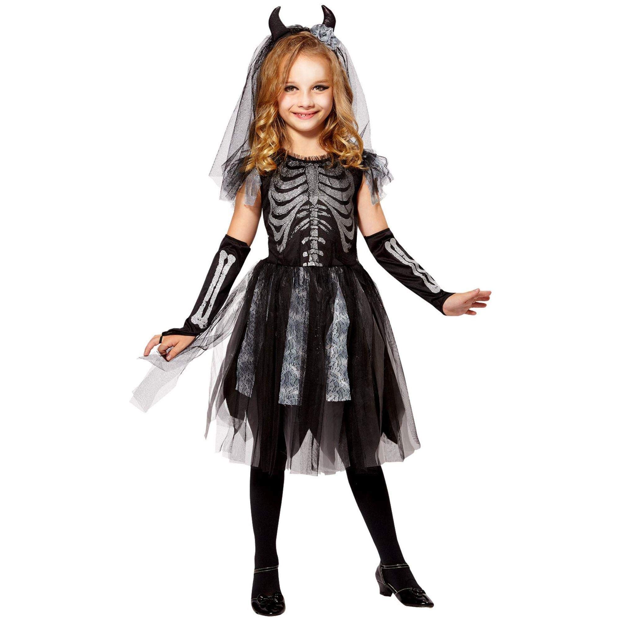 W WIDMANN MILANO Party Fashion - Kinderkostüm Skelettbraut, Kleid, Totenbraut, Halloween