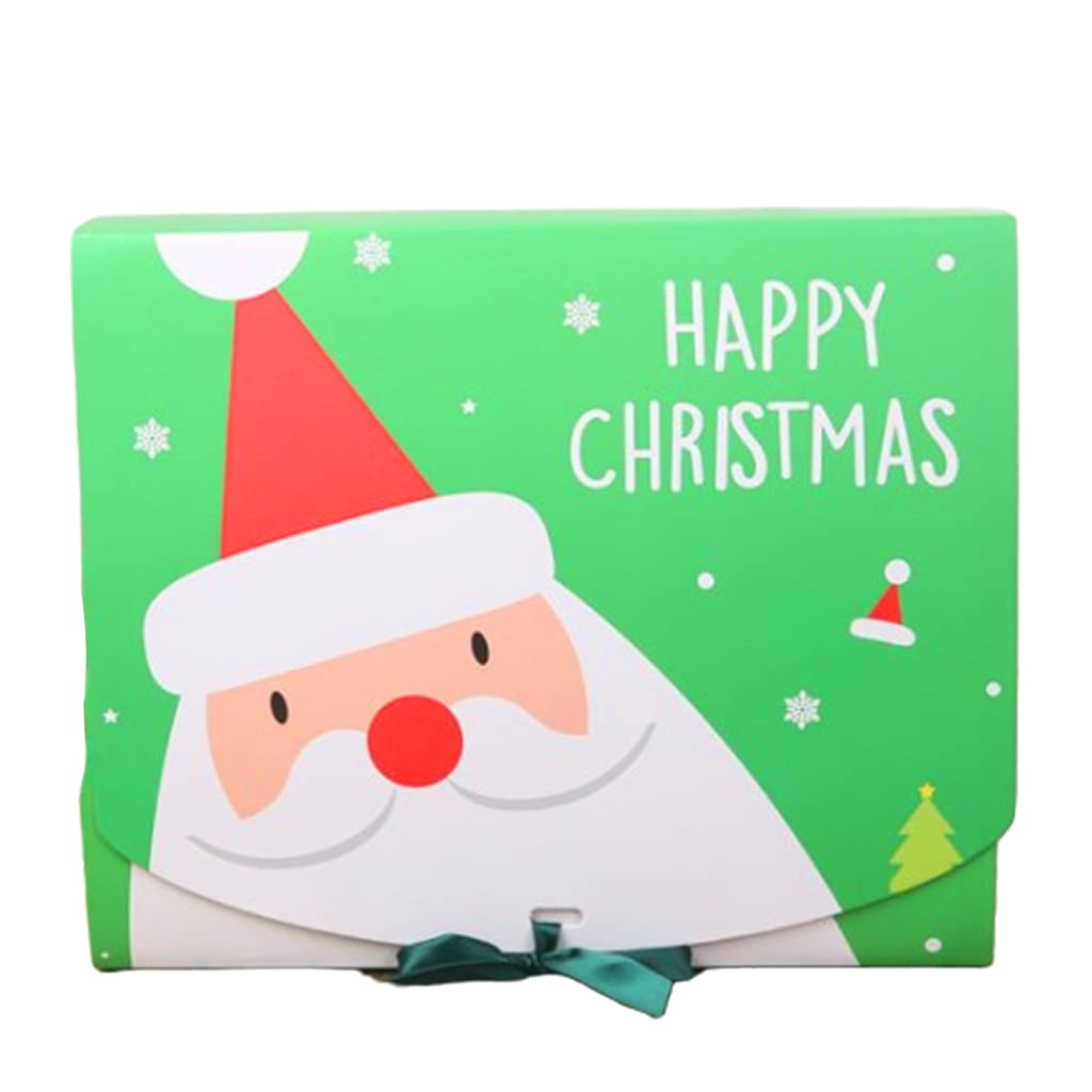 20 Stück Weihnachts-Süßigkeiten-Boxen mit Schleife, Cartoon-Weihnachtsmann-Druck, Geschenkpapier, Packpapier für Etui, Party