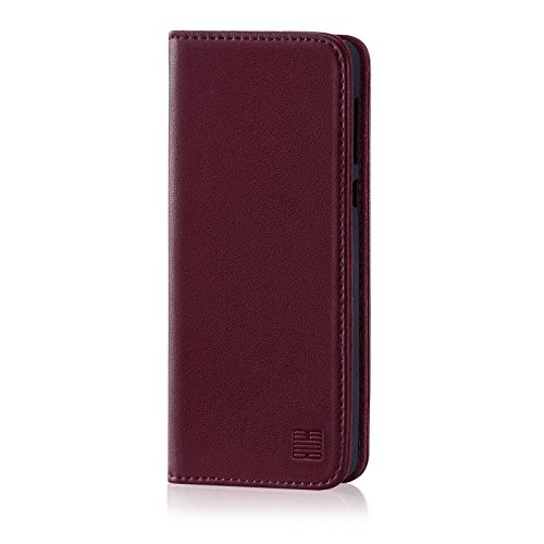 32nd Klassische Series - Lederhülle Case Cover für Huawei P20 Lite, Echtleder Hülle Entwurf gemacht Mit Kartensteckplatz, Magnetisch und Standfuß - Burgunder