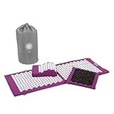 Akupressur-Set VITAL DELUXE XL SOFT (aubergine): Akupressurmatte (130 x 50 cm) & Akupressurkissen im günstigen Set, vitalisierende Matte für den Rücken und Kissen für den Nacken, wohltuende Entspannungsmatte & Kissen