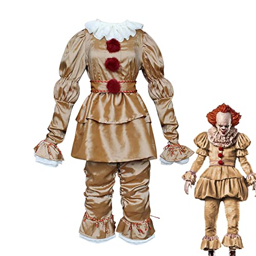 PW TOOLS Halloween Scary Clown Damen Herren Kostüm Set, für Halloween Scary Clown Minion Kostüme Pennywise Suits Dress Up Party, Rollenspiel und Karneval Cosplay, S-3XL Erwachsene Plus Size