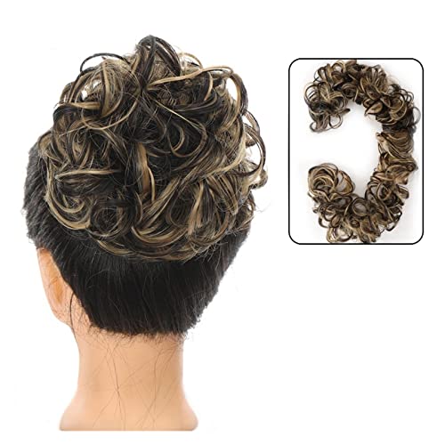 Bun Haarteile DIY Wickel-Pferdeschwanz-Haarknoten for Frauen, synthetischer Chignon, unordentliches elastisches Band, Haarknoten, Haarteil, 89,9 cm, Touseld Curly Wave Brötchen-Haarteil (Color : 106