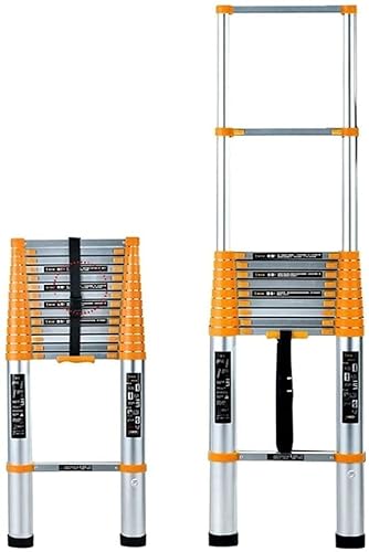 RASOANOA Teleskopleiter Teleskopleiter Tragbare Aluminium-Ausziehleiter Mehrzweck-Klappleiter Ausziehbar, Tragkraft 150 kg (Größe: 5,9 m) (Größe: 4,7 m) (Einfarbig Ambitious