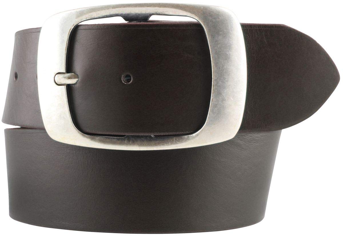 BELTINGER Jeansgürtel aus Vollrindleder 5 cm mit Doppel-Schnalle | Leder-Gürtel 50mm | Breiter Ledergürtel aus echtem Leder | Braun 85cm