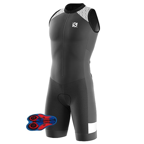 Triathlon Anzug Herren Herren Radsportanzug gepolstert einteilig Trisuit Bike Top Short Trisuit Einteiler für WettkampfGeeignet zum Laufen, Radfahren, Schwimmen. (TYP-7,XXL)