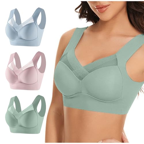 Hatme Haltungskorrektur BH Original 3er-Pack Damen Ohne Bügel Comfy Haltungskorrektur Rücken BH Damen Soft-BH Nahtloser Sexy Komfort-BH in Übergröße Crop Top für Alltag