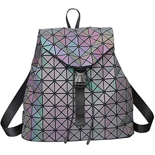 MARBER Frauen Rucksack Luminous Geometric Nightglowing Mode Bunte Rhombische Daypack Rucksack Taschen für Frauen Mädchen Campus Outdoor Reise