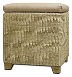 Rattan mit Stauraum Sitzkissen und Fußstütze Pouf Fußhocker Würfel Deko Möbel