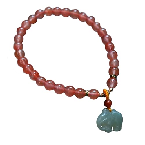 FFENFRYOU Feng Shui Glücksarmband, Smaragd-Kristallarmband, 5MM Hetian Nephrit Jade Feng Shui Elefant spiritueller Talisman Glückstier Charm Stretch Armband