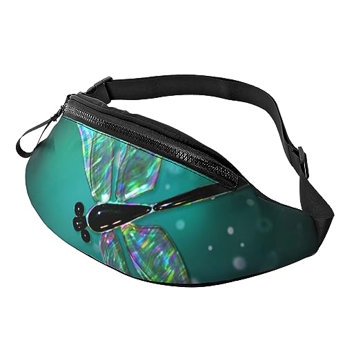 HSJFS Modische Hüfttasche mit Pfauenmuster, verstellbarer Gürtel, lässige Brusttasche, Galaxy Tier Libelle, Einheitsgröße