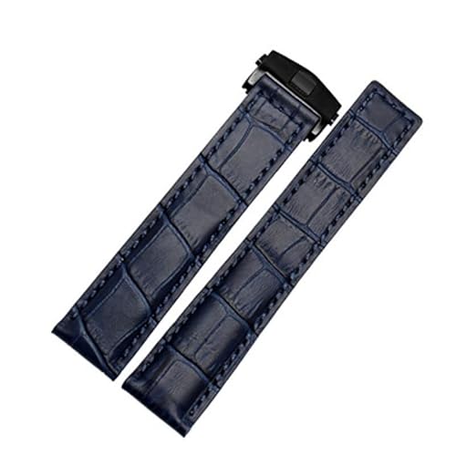 NEYENS Uhrenarmband aus echtem Rindsleder für TAG Heuer Carrera Lincoln, 19 mm, 20 mm, 22 mm, Schwarz / Braun, Klappschnalle, Uhrenarmband für Herren, 20 mm, Achat