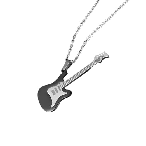 GZHENGZG Herren Halsketten und Damenschmuck Trendige E-Gitarre Anhänger Halskette für Männer und FrauenMusikinstrument Anhänger Live Wohnaccessoires Geschenk