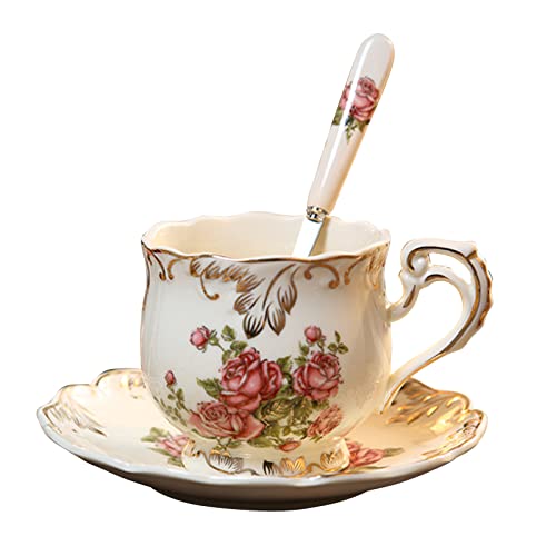 Europäische Keramik-Untertasse, Nachmittagstee, Geschenke, 250 ml, Porzellan, Rosenblüte, Meeres-Tasse