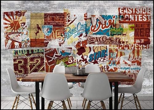 Retro-Nostalgie-Graffiti 3D Tapete Poster Restaurant Schlafzimmer Wohnzimmer Sofa TV Dekorative Wand-300cm×210cm