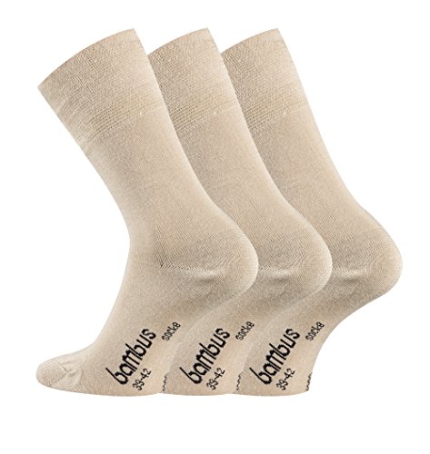 TippTexx24 Bambussocken mit Anti-Loch-Garantie, 9 oder 18 Paar (Vorteilspack) Komfort Socken mit GERUCHS-KILLER Funktion im VORTEILSPACK (43/46-9Paar, Beige)