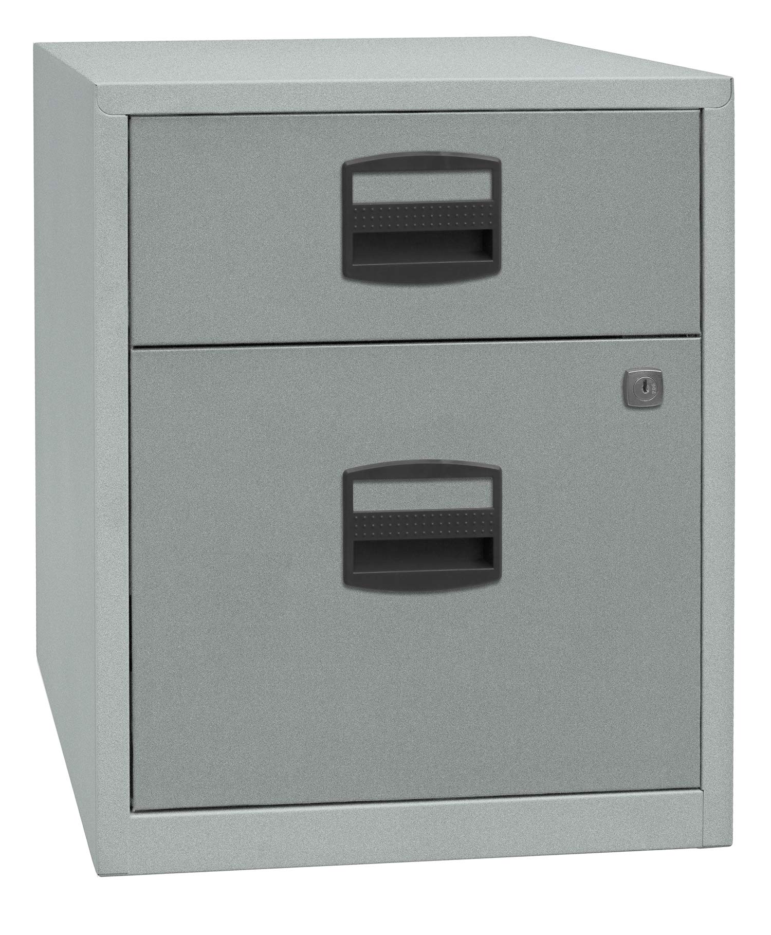 Bisley Home mobiler Beistellschrank PFA, 1 Universalschublade, 1 HR-Schublade, Metall, 355 Silber, 40 x 41.3 x 52.8 cm