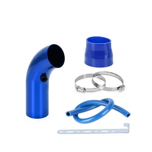 Induktion Schlauch Kit 3" 76mm Auto-Kaltluftansaugsystem Turbo-Ansaugrohr-Rohrsatz Mit Luftfilterkegel High Flow Performace Racing Pipe Komplettset Auto Luftansaug(Short Blue)