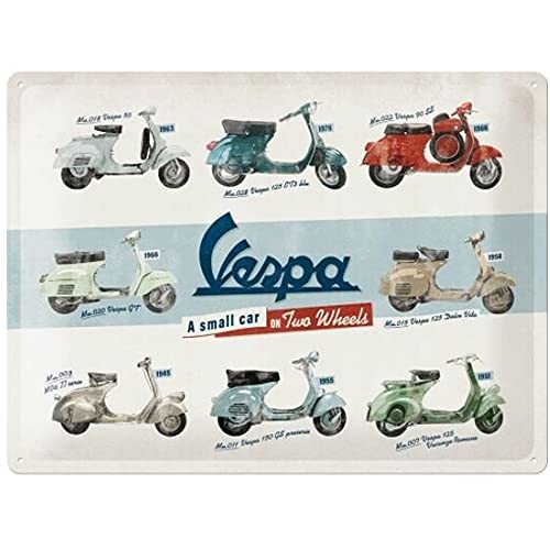 Nostalgic-Art Retro Blechschild, 30 x 40 cm, Vespa – Model Chart – Geschenk-Idee für Roller-Fans, aus Metall, Vintage Design