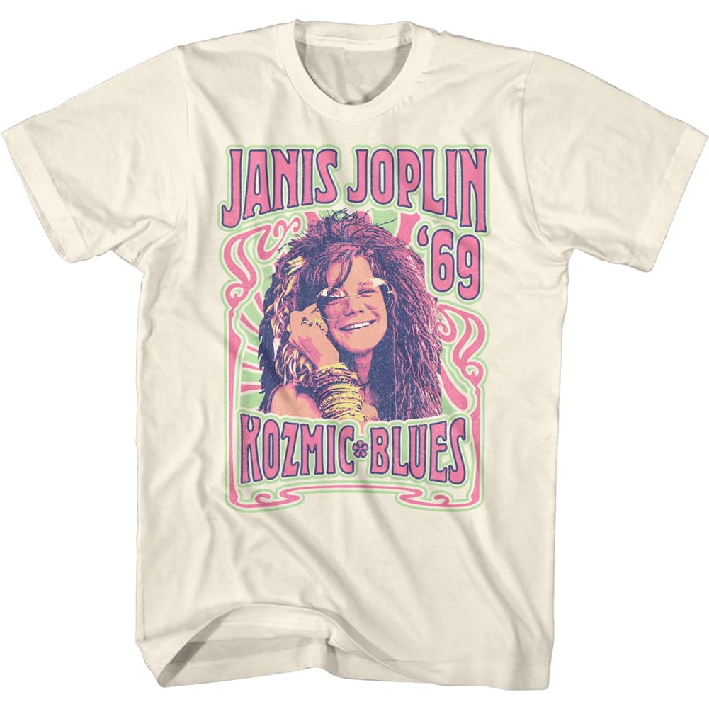 American Classics Janis Joplin Musician Kozmic Blues '69 T-Shirt für Erwachsene, kurzärmelig, Grafik, beige, Mittel