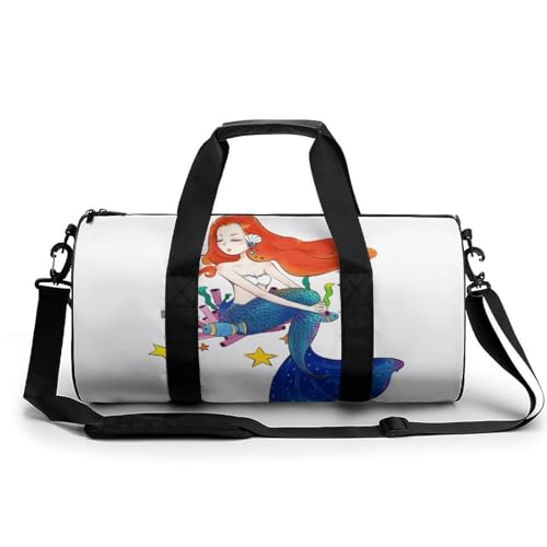 Fee Meerjungfrau Sport Duffel Bag Sporttasche Reisetasche Handgepäck Tasche Schwimmtasche Weekender Bag 45x23x23cm