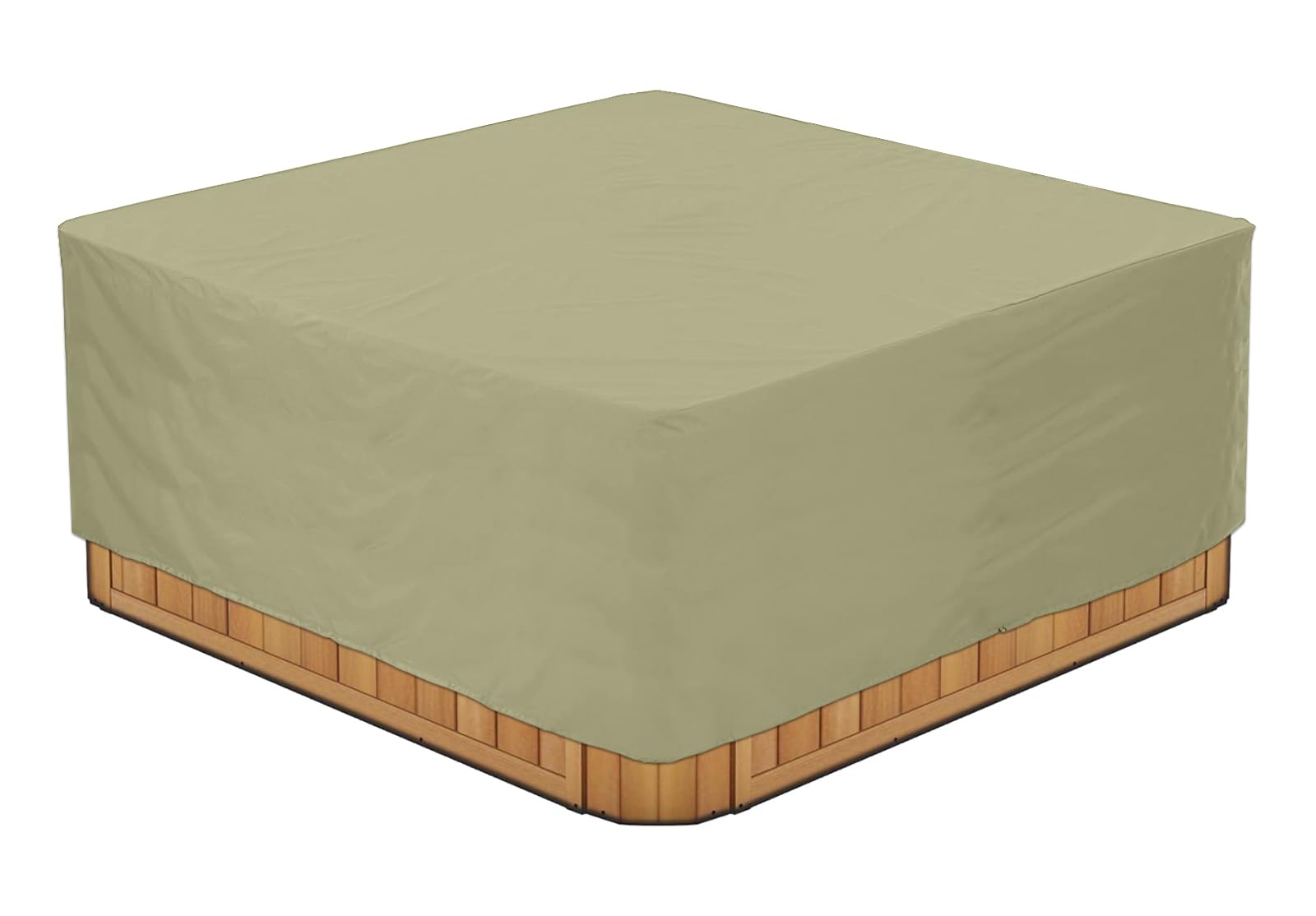 BaCover Outdoor Quadrat Whirlpool-Abdeckung, Allwetter Garten Spa Abdeckung aus 210D Oxford, Wasserdicht, Staubdicht, UV-geschützt Poolabdeckung,Beige,220x220x85cm