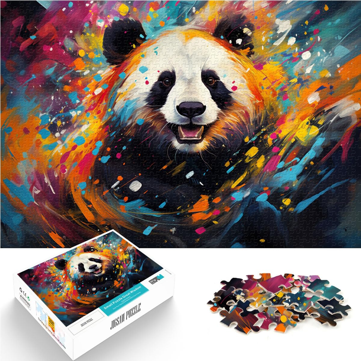 Puzzles zum Ausmalen von Fantasy-Panda-Puzzles für Erwachsene und Ren, 1000-teiliges Holzpuzzle, schwieriges, schweres Puzzle, 1000 Teile (50 x 75 cm)