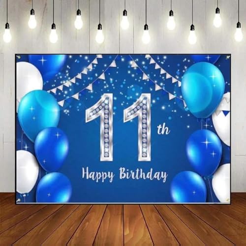 Alles Gute zum 11. Geburtstag Junge oder Mädchen Süß Hintergrund geboren Fotografie Requisiten Jahrgang Dekoration Banner Einladung Roter Ballon Spiel 240X180cm