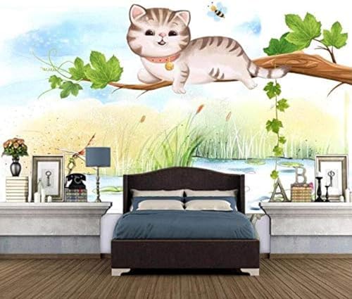 Cartoon-Katzen-Szenerie 3D Tapeten Wanddekoration Fototapete Sofas Wohnzimmer Wandbild Schlafzimmer-350cm×256cm