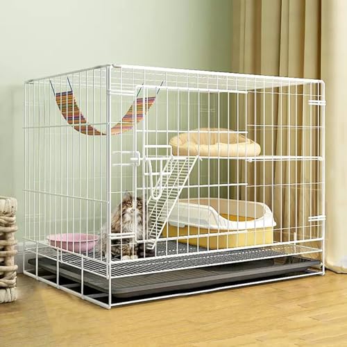 Katzengehege für draußen, Katzengehege für drinnen mit Tablett, Katzenkäfig, Katzengehege, faltbar, für Reisen mit 1–2 Katzen, Frettchen, Chinchillas, Kaninchen, Kleintiere (Farbe: