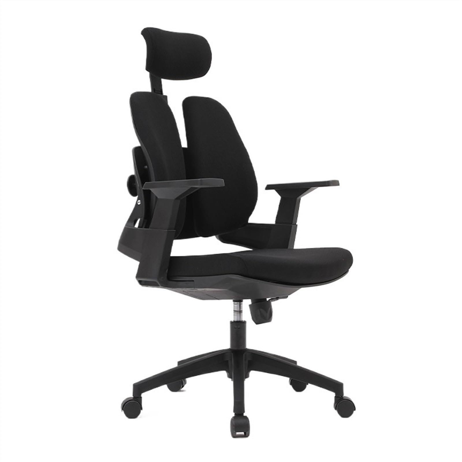 Bürostühle Ergonomischer Arbeitsstuhl aus Stoff mit mittelhoher Rückenlehne, Bürostuhl mit hoher Rückenlehne, Schreibtischstuhl mit Rollen, verstellbarer Armlehne, Lendenwirbelstütze, Kopfstütze Schre