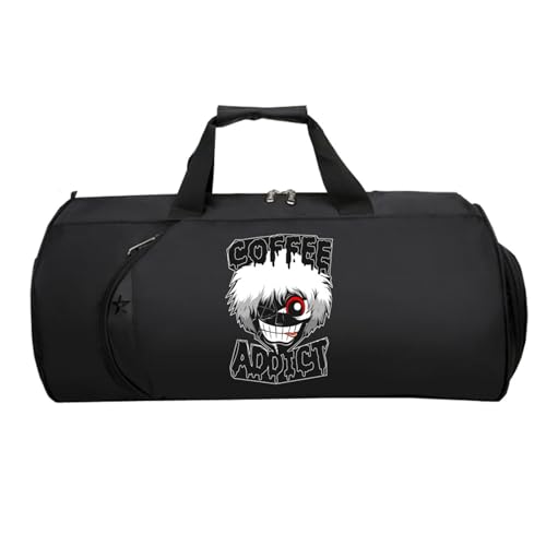 Tok-yo Gho-ul Kleine Reisetasche Damen, Wasserabweisend Sporttasche mit Schultergurt, HandgepäCk Unisex G.ym Wochenendtasche Flugzeug(Black 6)