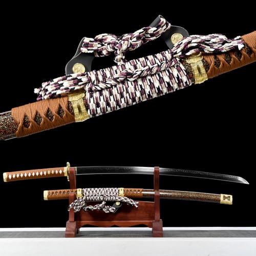 LQSLFsword 104cm Katana，Tachi，Samuraischwert，Sharp，Katana Schwert scharf， Hand geschmiedete T10 Stahl brennende Klinge