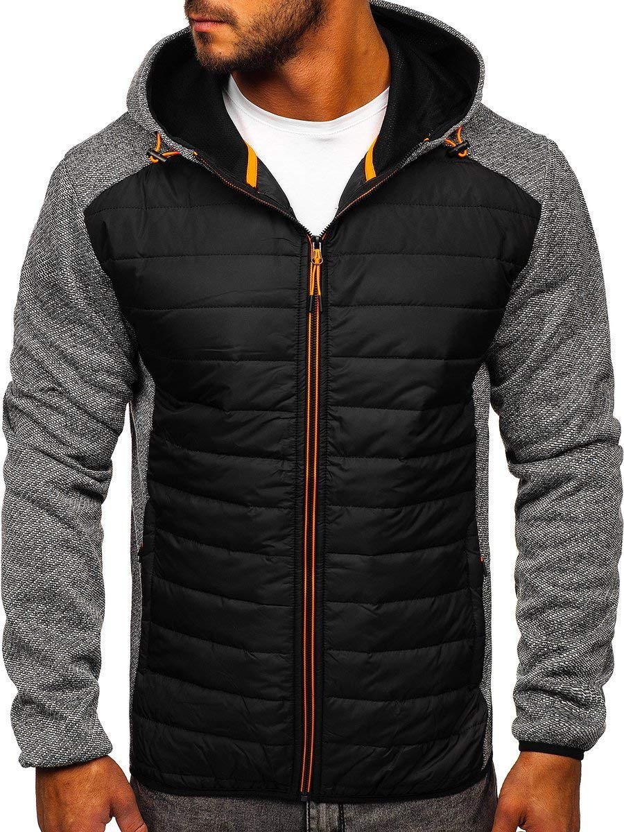 BOLF Herren Übergangsjacke Steppjacke Sportjacke Freizeitjacke Reißverschluss Street Style J.STYLE KS2155 Grau M [4D4]