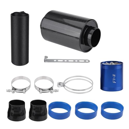 Induktion Schlauch Kit Universal 76mm 3 Zoll Auto Kohlefaser Kaltluftfilter Zufuhr Geschlossener Ansaugschlauch Kit Kaltluftansaugkasten 1 Satz Auto Luftansaug(with wjeel)