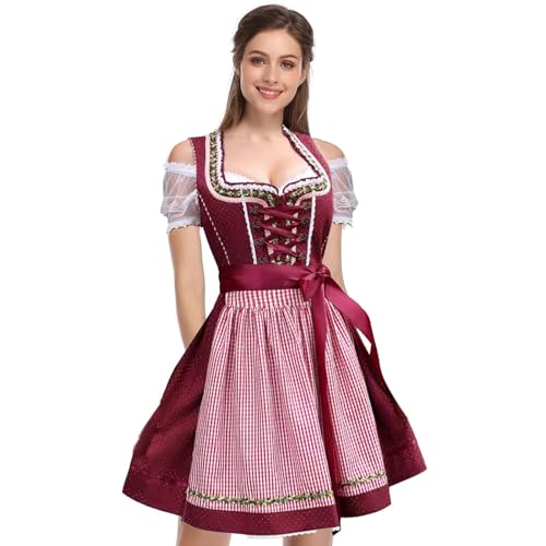 Xasbseulk Oktoberfest-Kleid für Damen, deutsches Kleid, Oktoberfest-Kostüm, deutsches Kleid für Halloween, Karneval, traditionelles deutsches Kleid