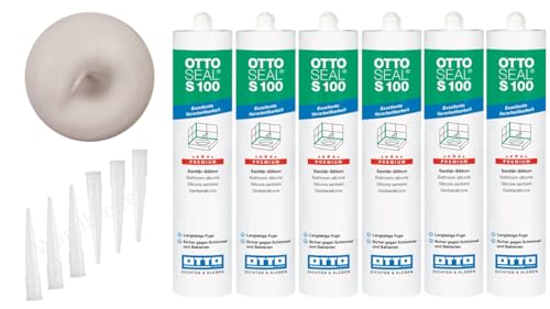 OTTOSEAL S 100 Premium-Sanitär-1K-Silicon Dichtstoff matt 6 Kartuschen auf Acetat Basis Otto Chemie (6x matt pergamon C8684)