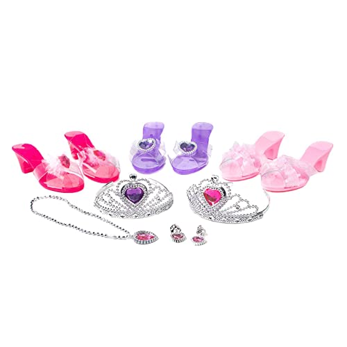 Prinzessinnenschuhe für alle kleinen Mädchen, Zubehör für Kronen, Halsketten, Armbänder, Ringe, machen Sie so als würden Sie modisch spielen Prinzessin Beauty Prinzessin Kleid Schuhe und Schmuck Cade