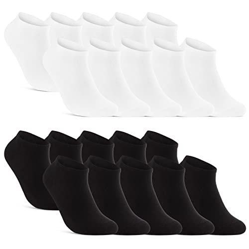 10 | 20 | 30 Paar Sneaker Socken Herren Damen Schwarz Weiß Grau Baumwolle 16900 (10x Schwarz + 10x Weiß 43-46)