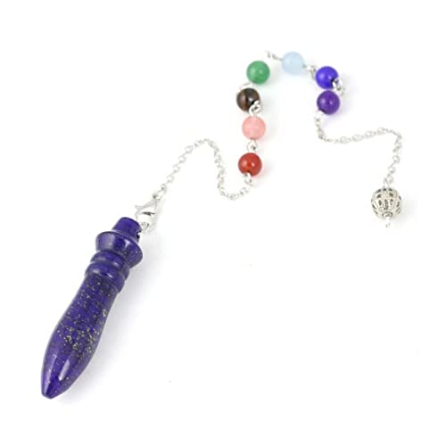 Natürlicher Kristallquarz Pendel Anhänger Amethyst Lapislazuli Stein Amulett Pendel Weissagungs Schmuck,Lapislazuli B