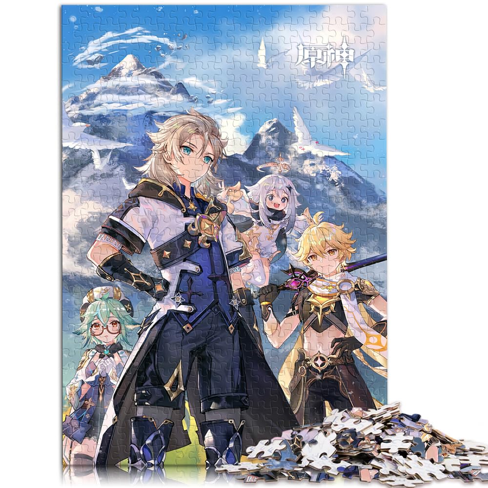 Puzzle für Genshin Impact für Erwachsene, Puzzle mit 1000 Teilen, Holzpuzzle, ganze Familie, 1000 Teile (50 x 75 cm)