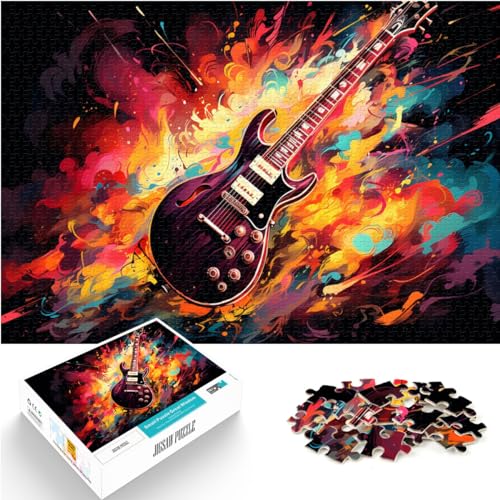 Puzzles, farbenfrohe psychedelische Gitarre, 1000-teiliges Puzzlespiel, Holzpuzzle, Spaß für Aktivitäten zu Hause, Geburtstagsgeschenk, Reisegeschenke, 1000 Teile (50 x 75 cm)