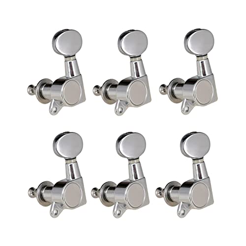 Gitarren Stimmwirbel Gitarren-String-Tuning-PEGs Tuning-Maschinen Verschlossene Maschinenköpfe Grover-Tuner Tuning-Tasten Oval-Taste 6 Links (Color : Silver 6 Left)